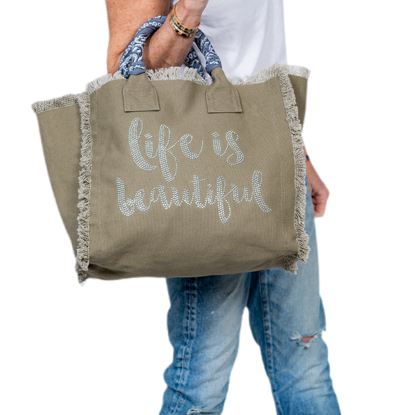 Life Is Beautiful Fringe Canvas Bag