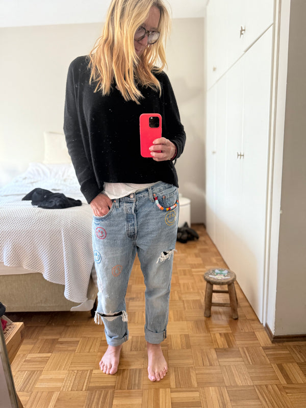 Levi's Relax Vintaged Fit  Vintaged Hand Embroidered Smile Jeans