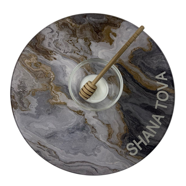 Acrylic Honey Lazy Susan Tray with Stick – Perfect Rosh Hashanah Gift
