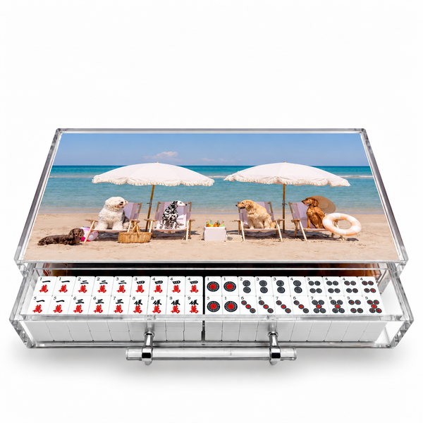 Dogs on Beach  Acrylic Mahjong Case