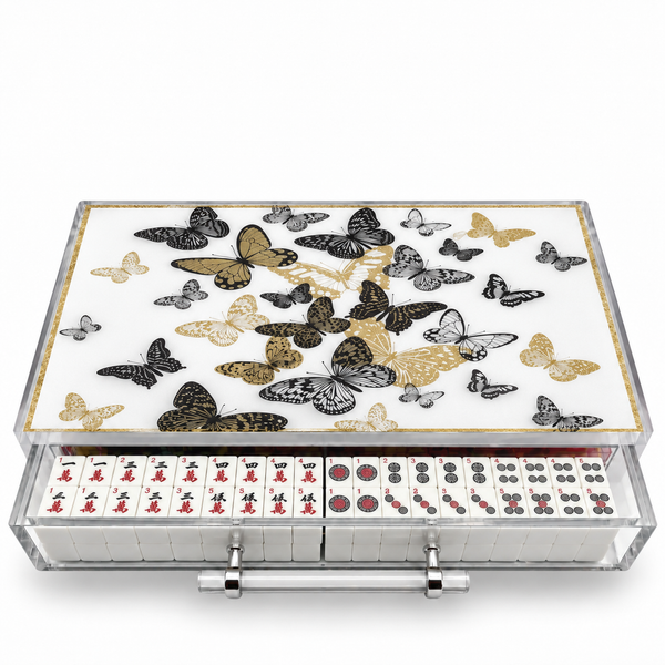 Mahjong Set Gold Butterflies - Acrylic