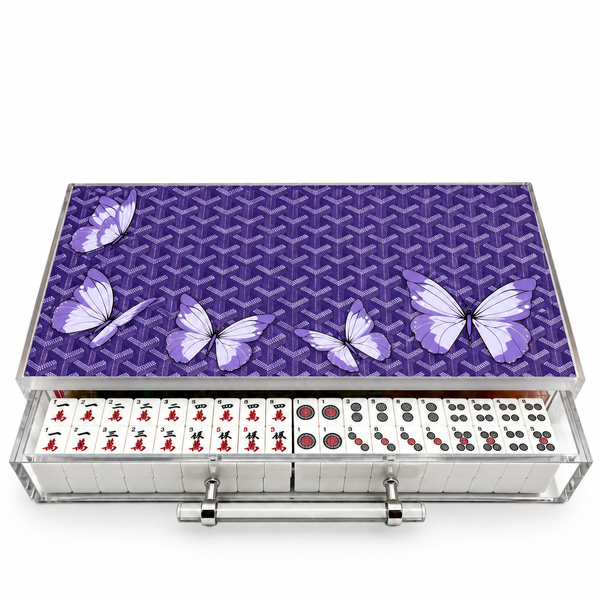 Mahjong Set Purple Butterflies - Acrylic Sample Sale