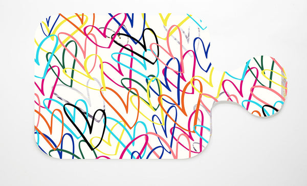 Multi-Colored Glitter Hearts (White)