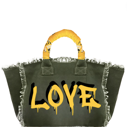 Love Drip Fringe Canvas Bag