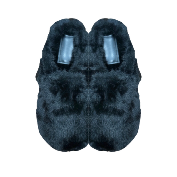 Faux Fur Clogs - Black