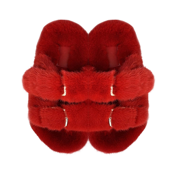 Mink Slide Sandals Shoes  - Red