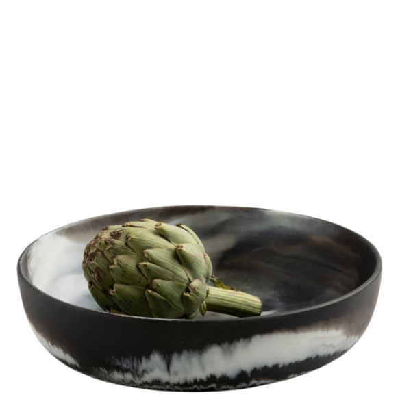 Resin Black Swirled Serving Bowl