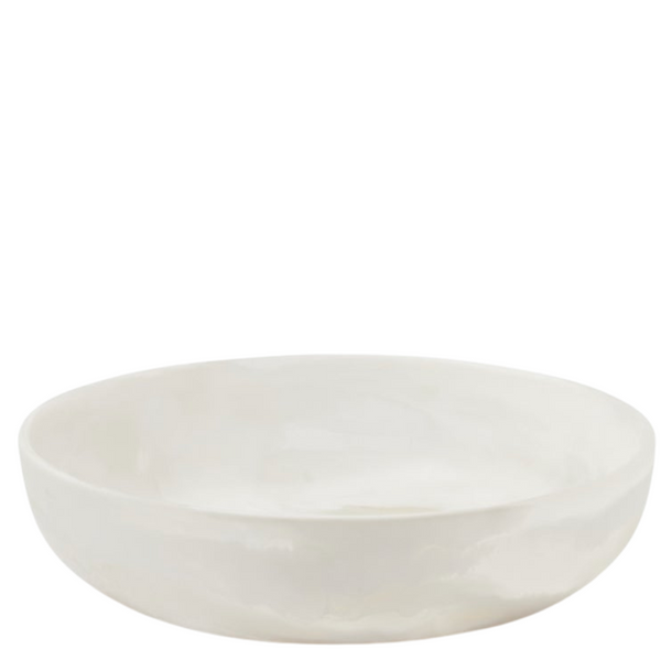 Resin White Swirled Serving Bowl