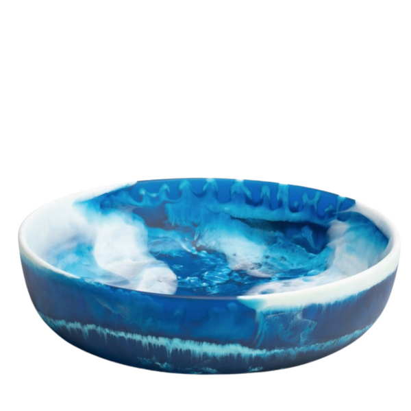 Resin Blue Swirled Serving Bowl