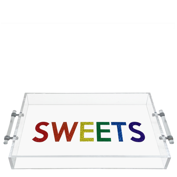 Acrylic Sweets Tray with Metal Handles