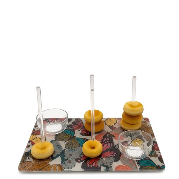 Acrylic Bagel - Bright Butterflies Charcuterie Tray with Removable Sticks