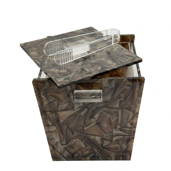 Acrylic Ice Bucket with Tongs – Ribbon Brown