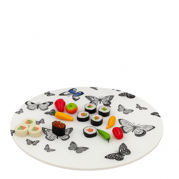 Acrylic Original Lazy Susan Black Butterflies