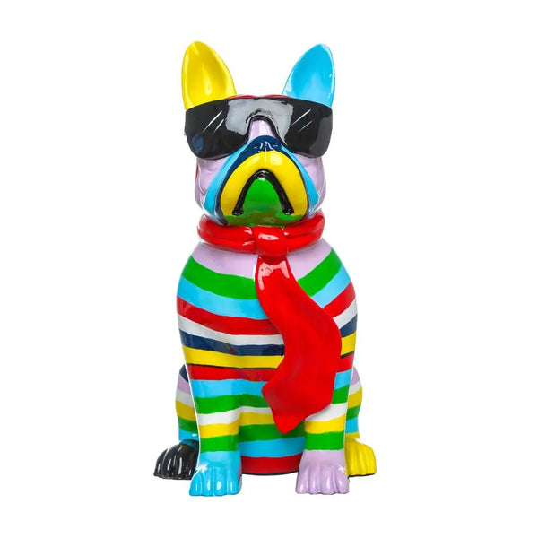 Stripe Dog with Black Glasses Sculpture - 14