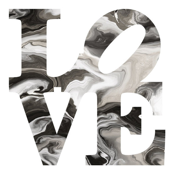 Love Acrylic Object Designer Shelf Decor Blacks in Black and White Smoke