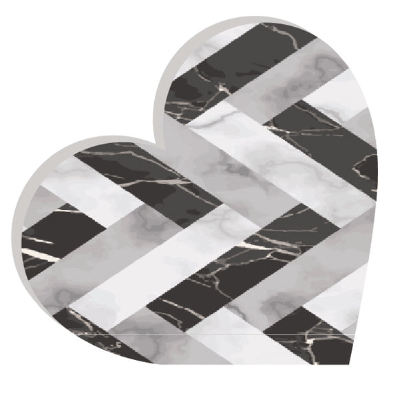 Black and White Chevron Heart Block