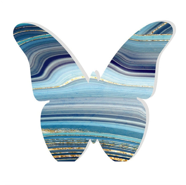 Butterfly Acrylic Object Shelf Decor Blues in Blue Agate Slice