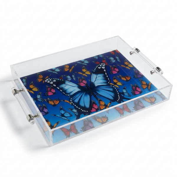 Bright Blues Butterflies New with Handle
