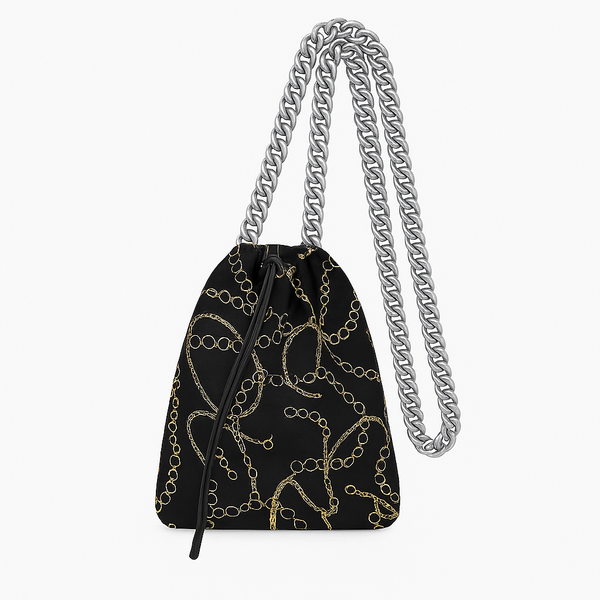 Bandana Black Chain Silk Like Pouch