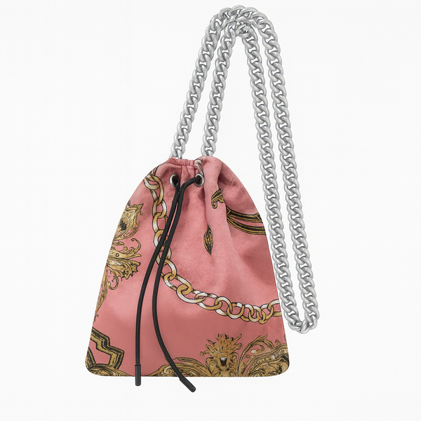 Chain Pink Silk Pouch