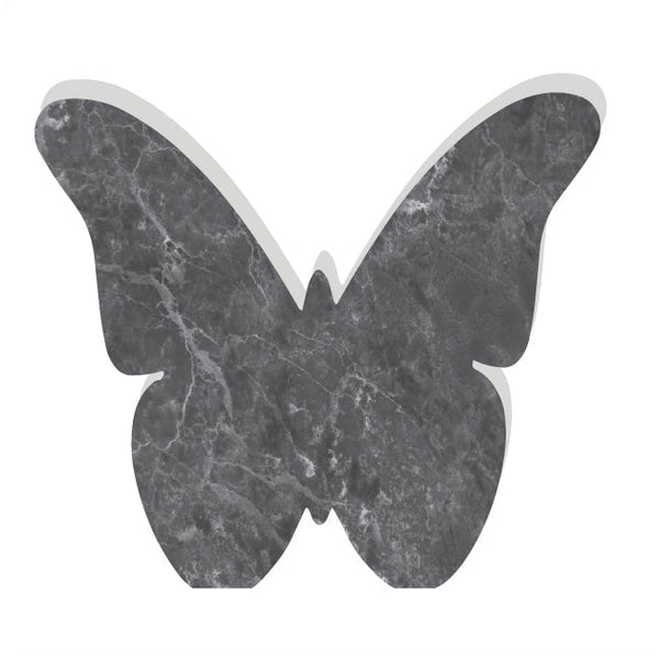 Butterfly Acrylic Object Shelf Decor Greys in Charcoal Marble