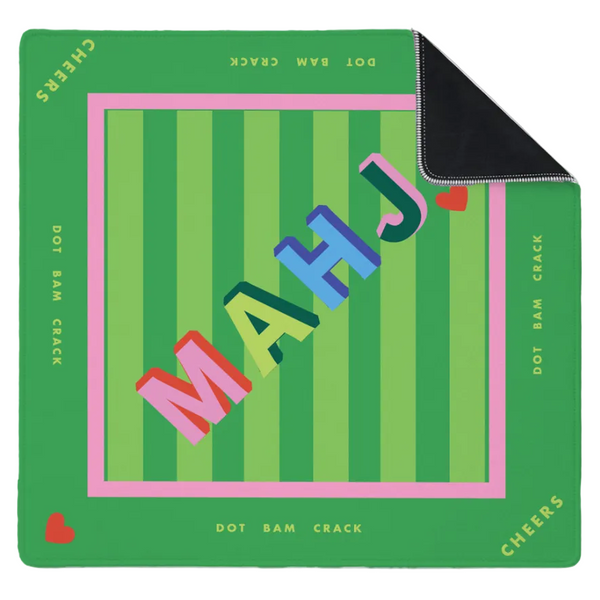 Mahjong Tile Mat in MAHJ Block in Green and Pink