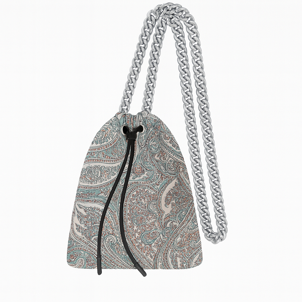 Paisley Black Chain Silk Like Pouch