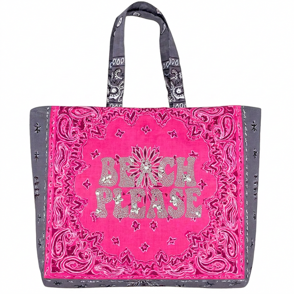 Beach Please  Crystal Reversible Bandana Shopper Tote Sample Sale