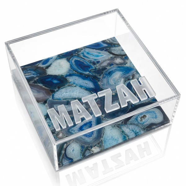 Blue Agate Acrylic Matzah Box