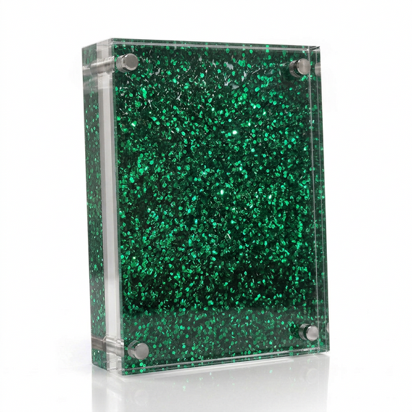 Acrylic  Green Glitter Block Frame