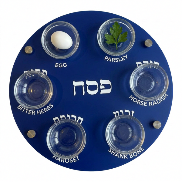 Acrylic Passover Seder Blue Marble Plate