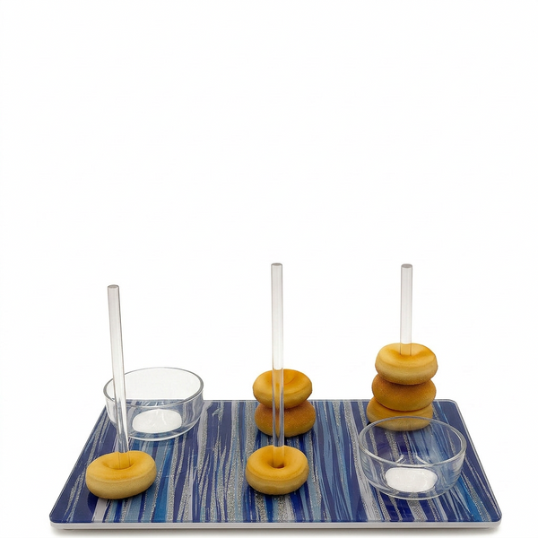 Acrylic Bagel - Blue Lines  Charcuterie Tray with Removable Sticks