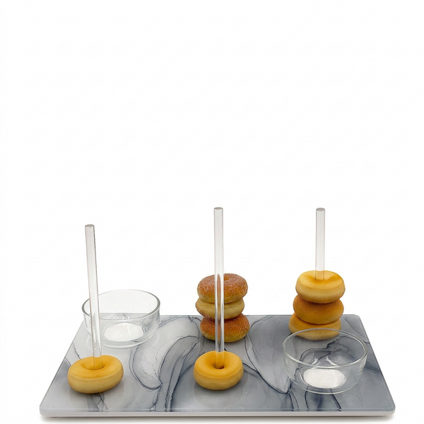 Acrylic Bagel - Grey Veins Charcuterie Tray with Removable Sticks