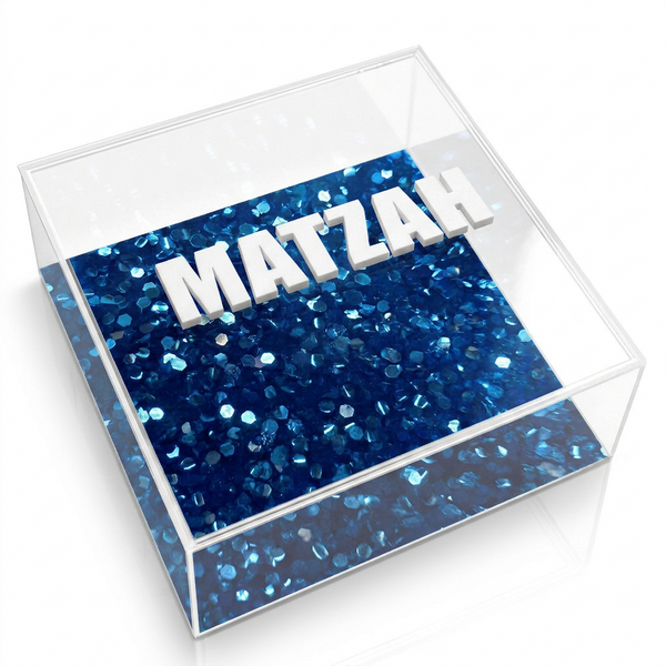 Acrylic Glitter English Matzah Box