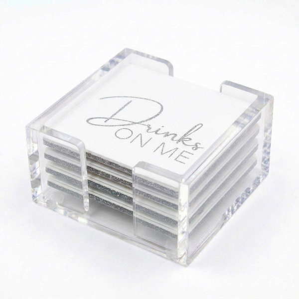 Acrylic Drinks On Me Coasters