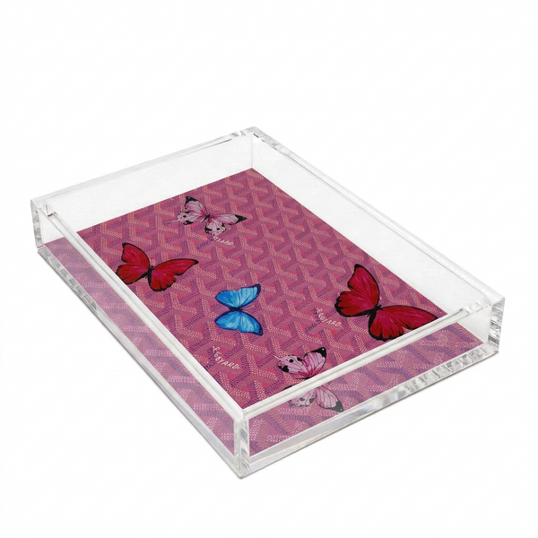 Acrylic Pink Butterflies Designer Tray