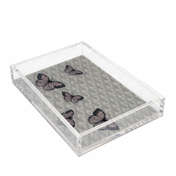 Acrylic Gray Butterflies Designer Tray
