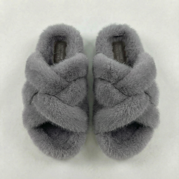 Mink Criss Cross Sandals Gray