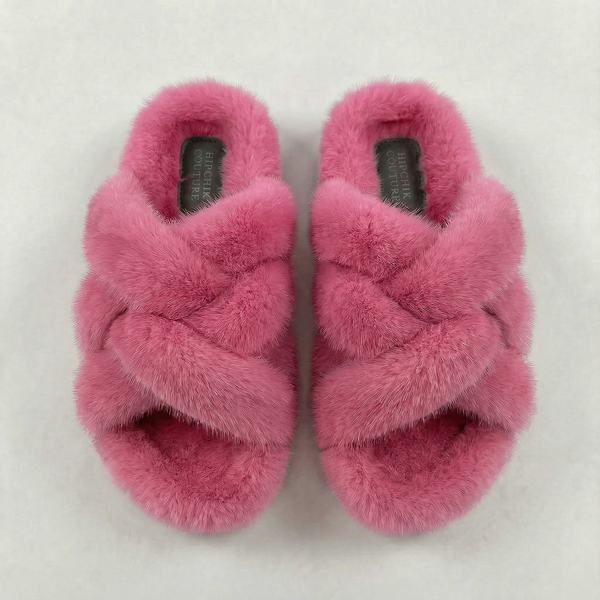 Mink Criss Cross Sandals Bright Pink