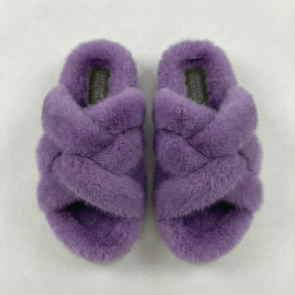 Mink Criss Cross Sandals Purple