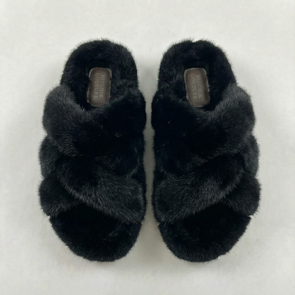 Mink Criss Cross Sandals Black