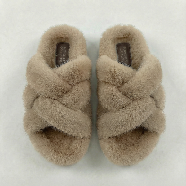 Mink Criss Cross Sandals Cream