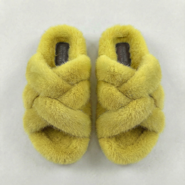 Mink Criss Cross Sandals Yellow