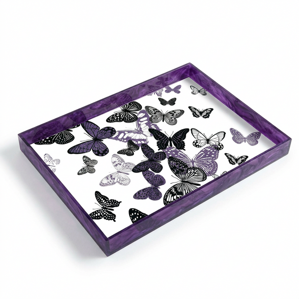 Acrylic Tray Purple Butterflies Tray