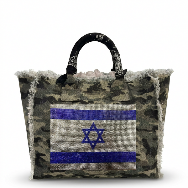 Israel Flag Canvas Fringe Bag