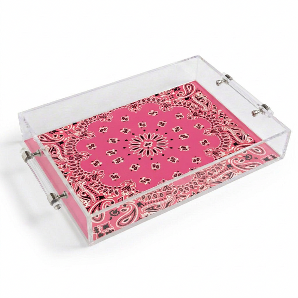 Acrylic Tray - Bandana Pink with Metal Handles
