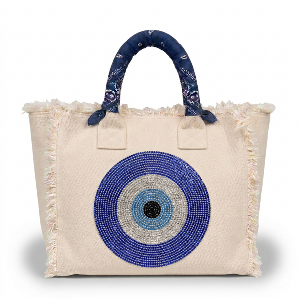 Evil Eye Fringe Canvas Bag