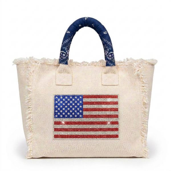 Usa Flag Canvas Fringe Bag