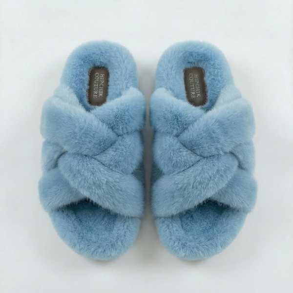 Mink Criss Cross Sandals Light Blue