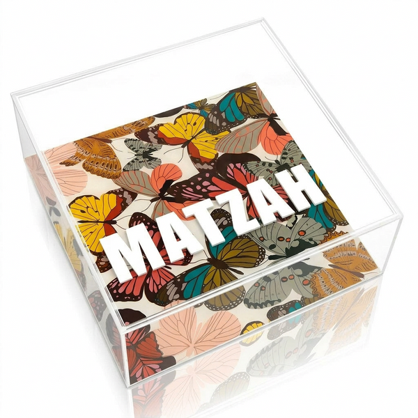 Acrylic Butterflies Matzah Box